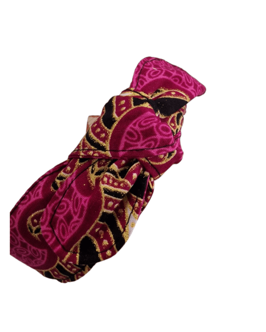 Serre tête Noué Wax Fushia et or