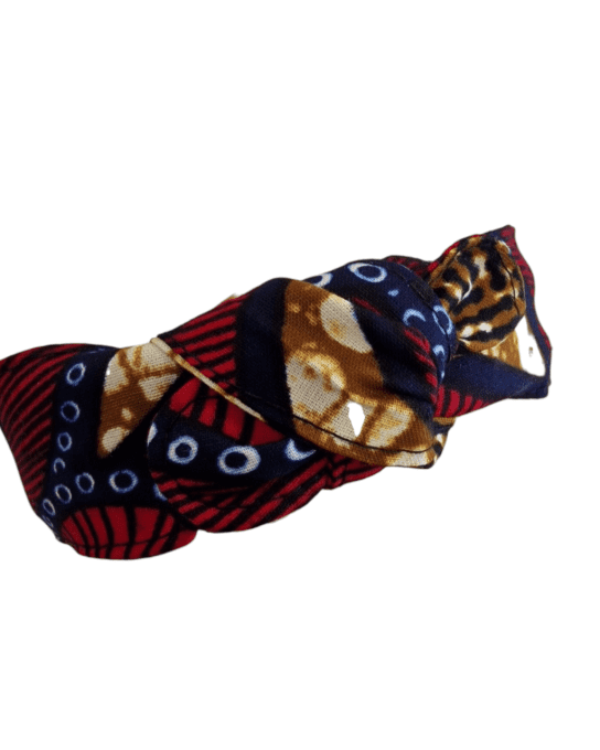 Serre tête Noué Wax Bleu et rouge