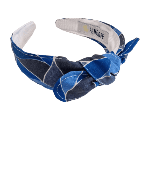 Serre tête Noué feuillage bleu