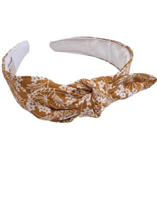 Serre tête Noué Fleuris Moutarde