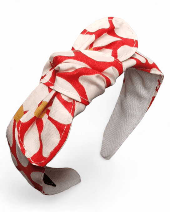 Serre tête Noué - Marguerite rouge