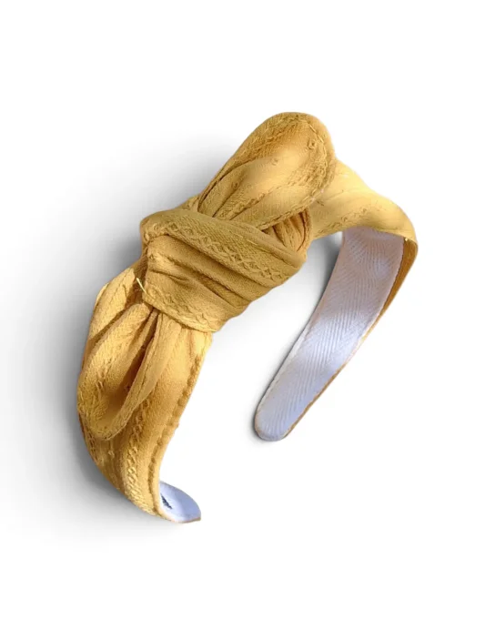 Serre-tête noué Safran – Jaune moutarde